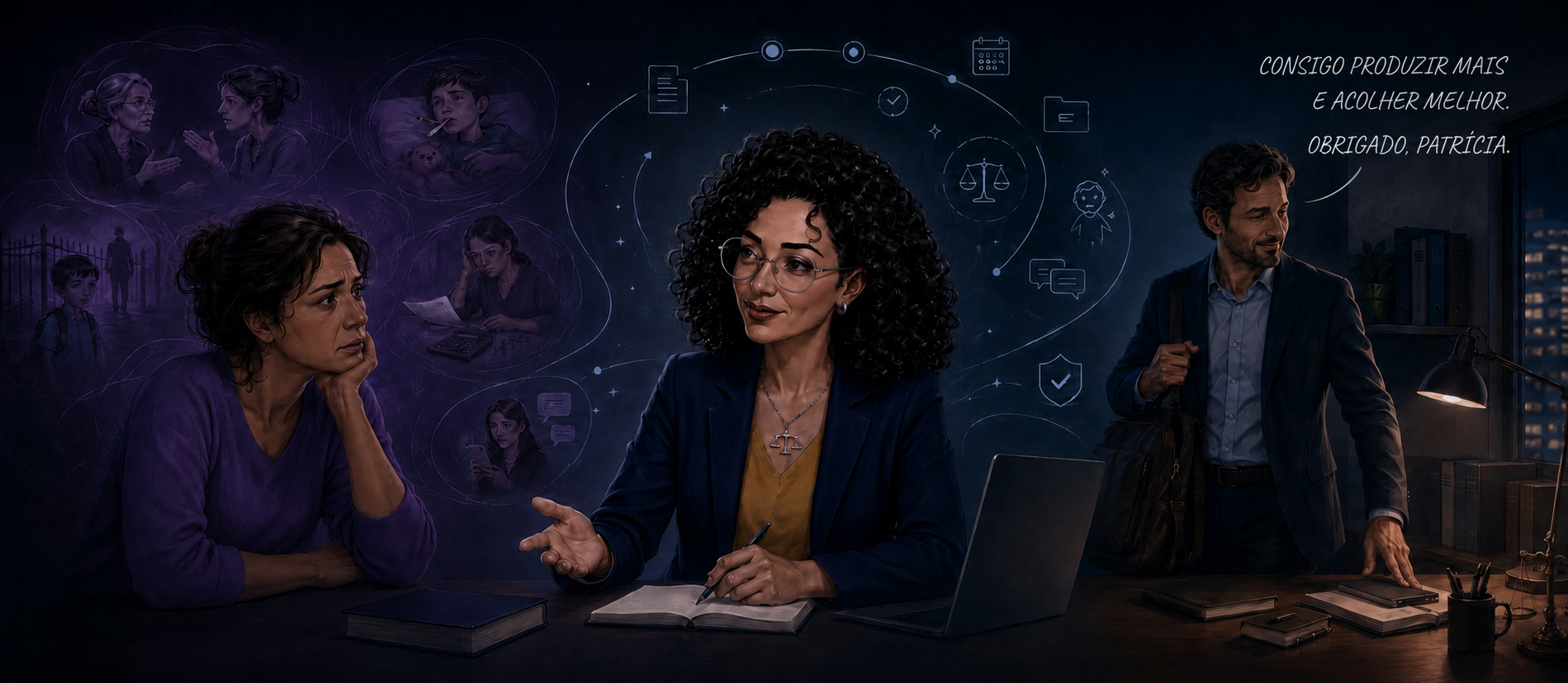 PatrícIA — advogada com painel de organização